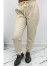 BEIGE - 'TARA' - VEGAN LEATHER JOGGER PANTS