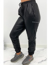 BLACK - 'TARA' - VEGAN LEATHER JOGGER PANTS