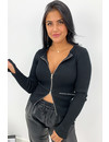 BLACK - 'KENDALL' - ZIPPED TOP