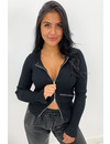 BLACK - 'KENDALL' - ZIPPED TOP