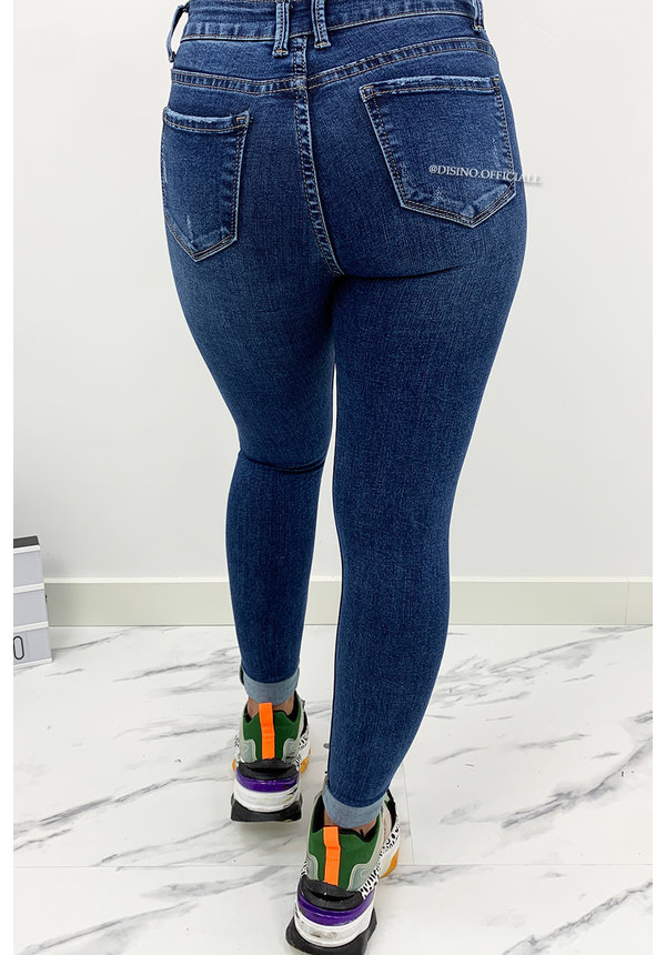 HELLO MISS - DARK BLUE - HIGH RISE SKINNY JEANS - 973