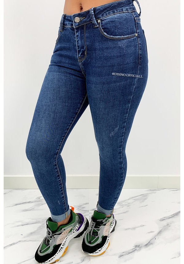 HELLO MISS - DARK BLUE - HIGH RISE SKINNY JEANS - 973