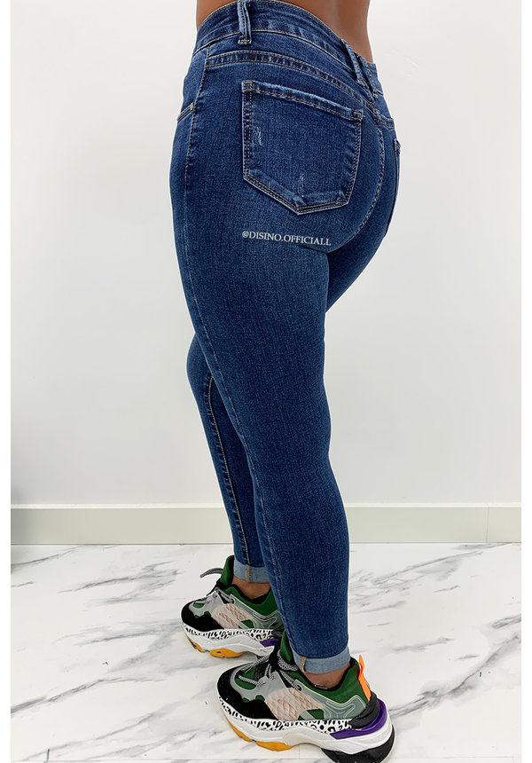 HELLO MISS - DARK BLUE - HIGH RISE SKINNY JEANS - 973