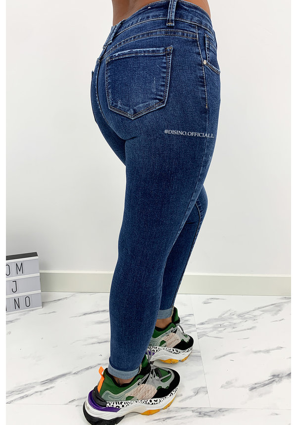 HELLO MISS - DARK BLUE - HIGH RISE SKINNY JEANS - 973