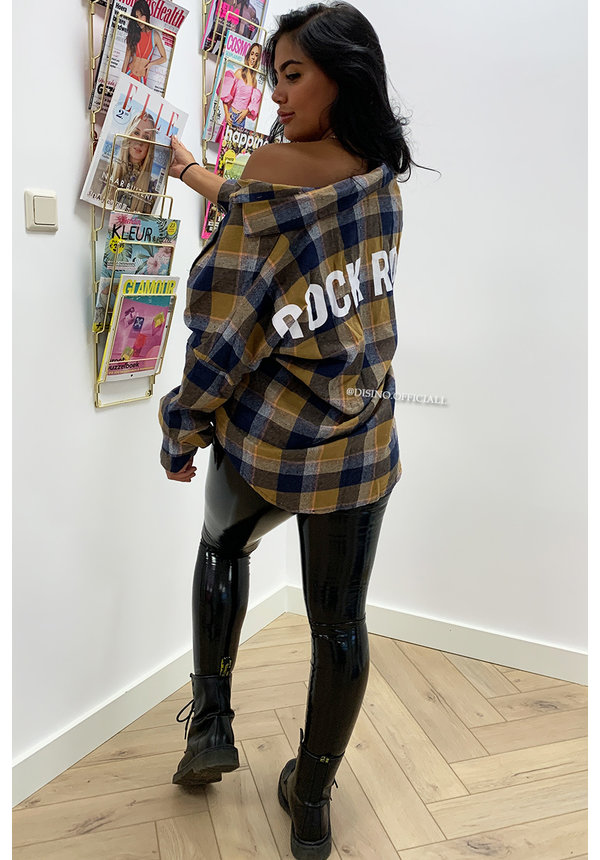 BLUE - 'BOYFRIEND BLOUSE' - OVERSIZED CHECKED ROCK 'N ROLL BLOUSE