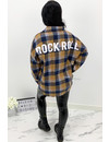 BLUE - 'BOYFRIEND BLOUSE' - OVERSIZED CHECKED ROCK 'N ROLL BLOUSE