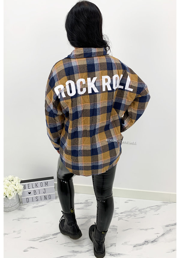 BLUE - 'BOYFRIEND BLOUSE' - OVERSIZED CHECKED ROCK 'N ROLL BLOUSE