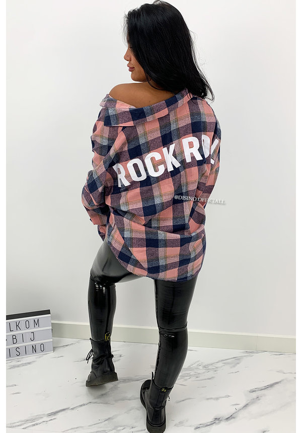 PINK - 'BOYFRIEND BLOUSE' - OVERSIZED CHECKED ROCK 'N ROLL BLOUSE
