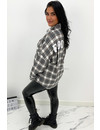 GREY - 'BOYFRIEND BLOUSE' - OVERSIZED CHECKED ROCK 'N ROLL BLOUSE