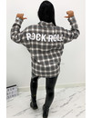 GREY - 'BOYFRIEND BLOUSE' - OVERSIZED CHECKED ROCK 'N ROLL BLOUSE