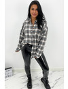 GREY - 'BOYFRIEND BLOUSE' - OVERSIZED CHECKED ROCK 'N ROLL BLOUSE