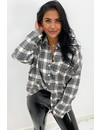 GREY - 'BOYFRIEND BLOUSE' - OVERSIZED CHECKED ROCK 'N ROLL BLOUSE