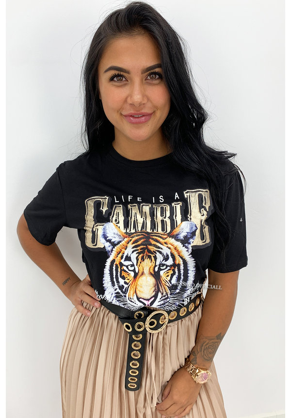 BLACK - 'GAMBLE' - OVERSIZED INSPIRED LEO HEAD TEE