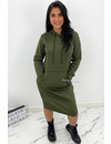 KHAKI GREEN - 'ELENA' - COMFY MAXI LONG HOODIE