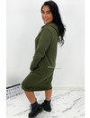 KHAKI GREEN - 'ELENA' - COMFY MAXI LONG HOODIE