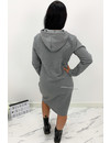 GREY - 'ELENA' - COMFY MAXI LONG HOODIE