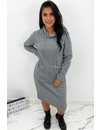 GREY - 'ELENA' - COMFY MAXI LONG HOODIE