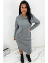 GREY - 'ELENA' - COMFY MAXI LONG HOODIE