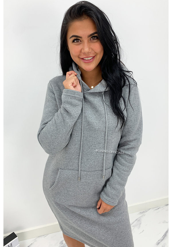 GREY - 'ELENA' - COMFY MAXI LONG HOODIE