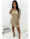 NUDE - 'SHANNA SHORT' - ONE SLEEVE RIBBED DRESS