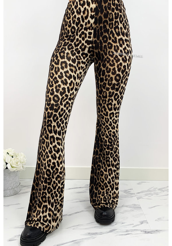 LEOPARD - 'JAINY FLARE PANTS' - SOFT TOUCH LEOPARD FLARED PANTS