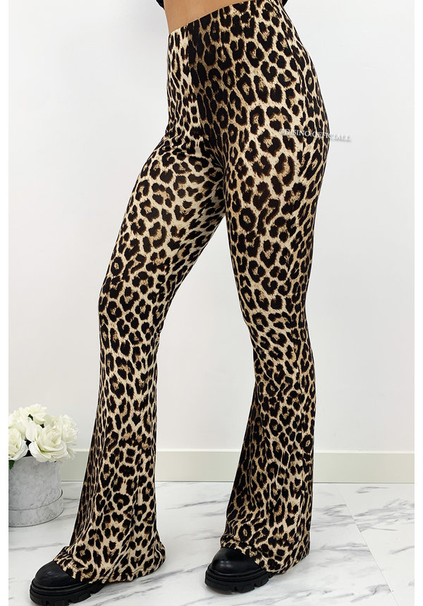 LEOPARD - 'JAINY FLARE PANTS' - SOFT TOUCH LEOPARD FLARED PANTS