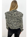 BEIGE - 'QUINTY' - OVERSIZED RUFFLE LEOPARD PRINT BLOUSE