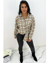 BEIGE - 'BOYFRIEND BLOUSE' - OVERSIZED CHECKED ROCK 'N ROLL BLOUSE