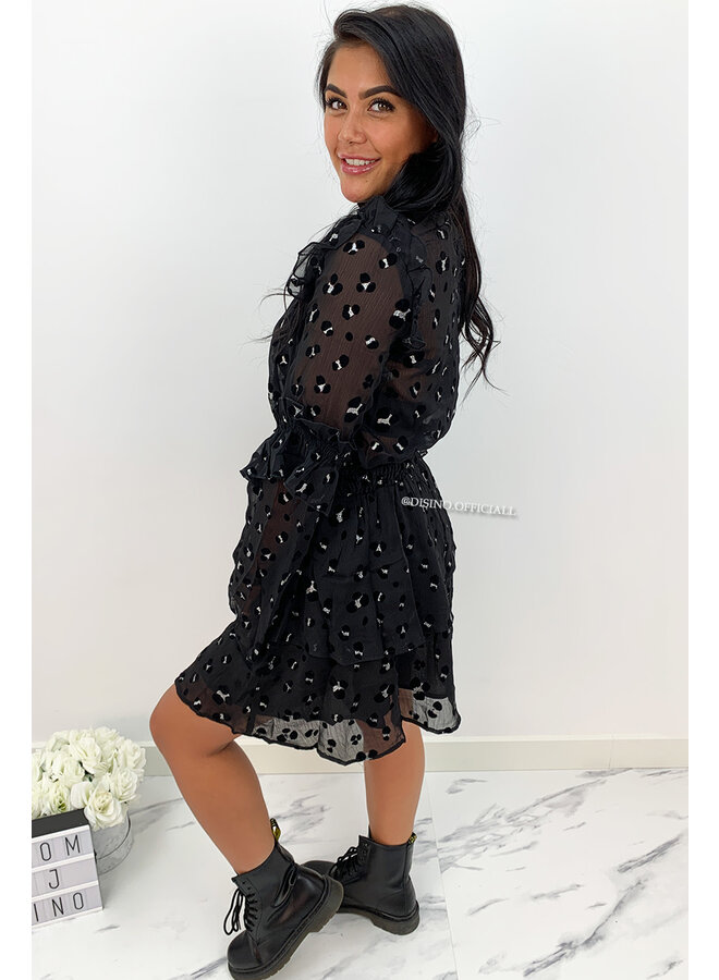 BLACK - 'MANDY BLOUSE' - PREMIUM QUALITY LEOPARD MESH BLOUSE