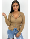 CAMEL - 'KENDALL' - ZIPPED TOP