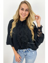 BLACK - 'LUCINDE' - PREMIUM QUALITY LACE BLOUSE