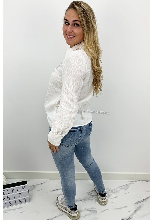 WHITE - 'LILIANA' - LINNEN LACE BLOUSE