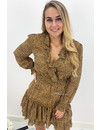 CAMEL - 'RICHELLA' - LEOPARD PRINT RUFFLE DRESS