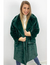 PETROL GREEN - 'FLUFFY DIVA' - SOFT FAUX FUR COAT