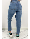 QUEEN HEART JEANS - BLUE - DESTROYED BOYFRIEND JEANS - 777