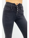 QUEEN HEARTS JEANS - BLACK DENIM - HIGH WAIST BUTTON UP SKINNY JEANS - 642