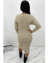 BEIGE - 'ZIVA' - PREMIUM QUALITY V DRESS