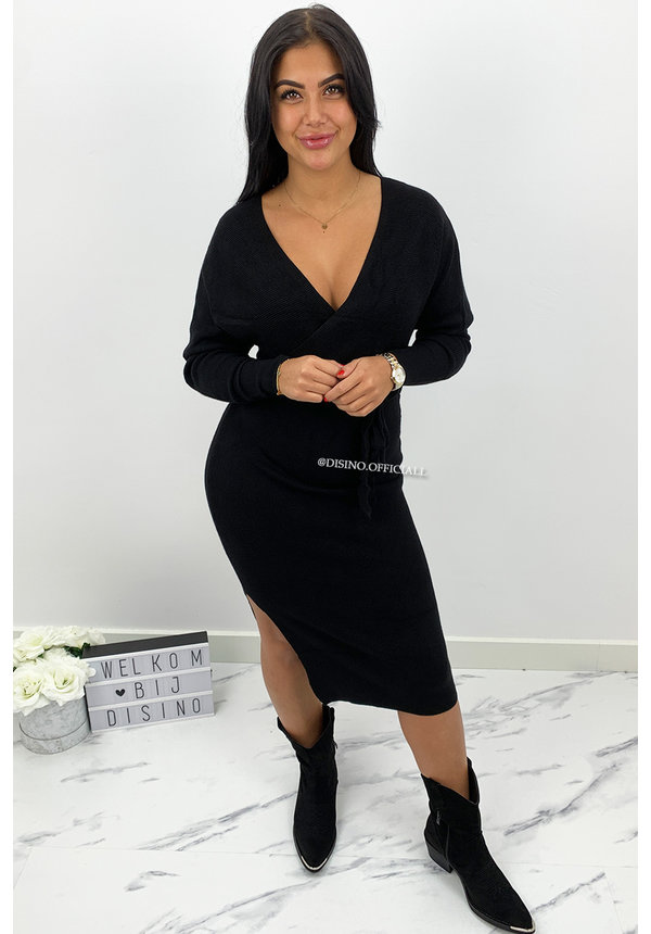 BLACK - 'ZIVA' - PREMIUM QUALITY V DRESS