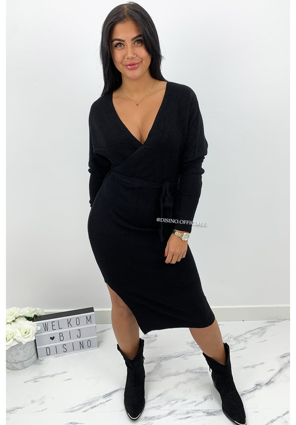 BLACK - 'ZIVA' - PREMIUM QUALITY V DRESS