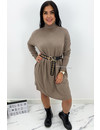 BEIGE - 'CAIA' - SOFT TOUCH COMFY COL DRESS