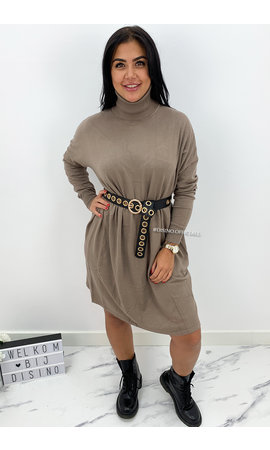 BEIGE - 'CAIA' - SOFT TOUCH COMFY COL DRESS