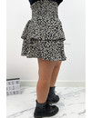 BLACK - 'RICHELLA SKIRT' - LEOPARD PRINT LAYERED RUFFLE SKIRT