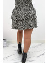 BLACK - 'RICHELLA SKIRT' - LEOPARD PRINT LAYERED RUFFLE SKIRT