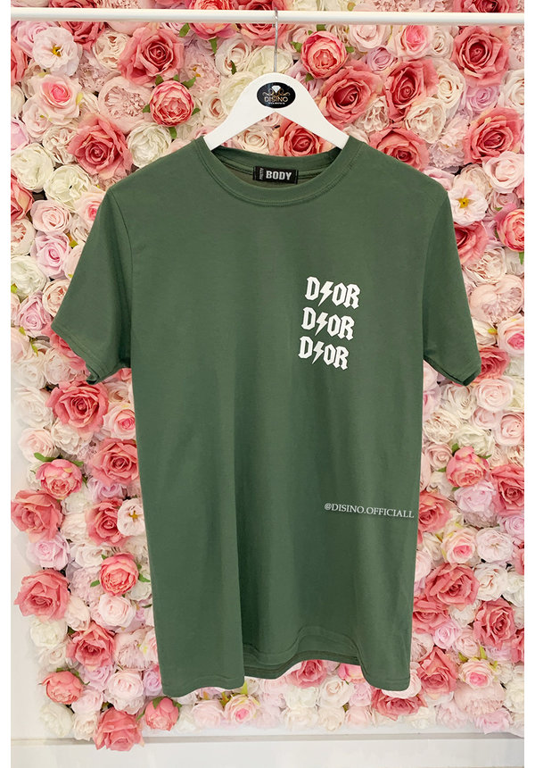 KHAKI GREEN - 'THUNDER DIOR' - INSPIRED OVERSIZED TEE