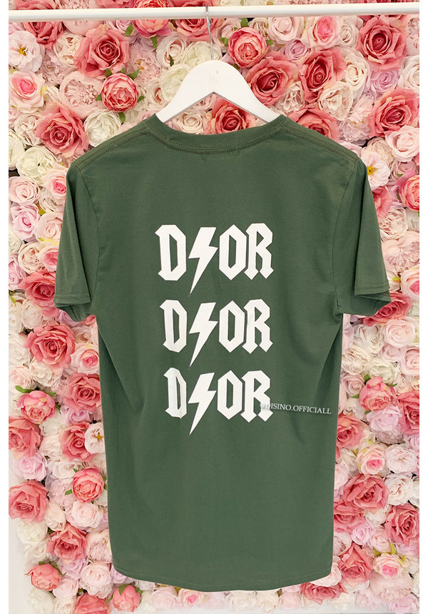 KHAKI GREEN - 'THUNDER DIOR' - INSPIRED OVERSIZED TEE