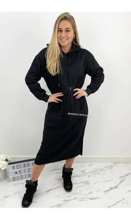 BLACK - 'ELENA MAXI' - COMFY LONG MAXI HOODIE