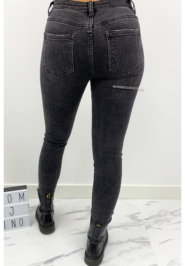 QUEEN HEARTS JEANS - DARK GREY - SKINNY JEANS HIGH WAIST - 9571