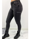 QUEEN HEARTS JEANS - DARK GREY - SKINNY JEANS HIGH WAIST - 9571