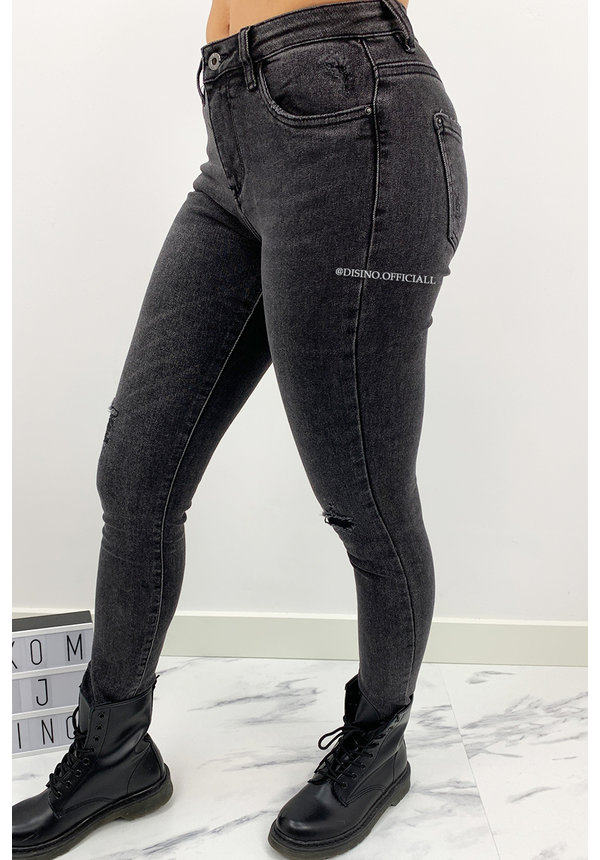 QUEEN HEARTS JEANS - DARK GREY - SKINNY JEANS HIGH WAIST - 9571