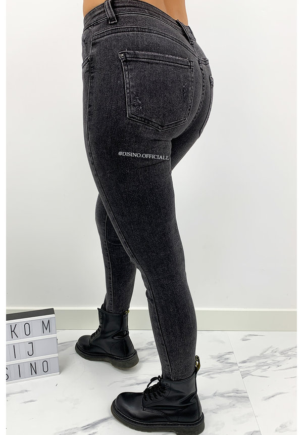 QUEEN HEARTS JEANS - DARK GREY - SKINNY JEANS HIGH WAIST - 9571